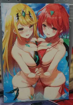Pyra & Mythra Squish Xenoblade Chronicles Sexy Waifu Textured Custom Card - Image 1