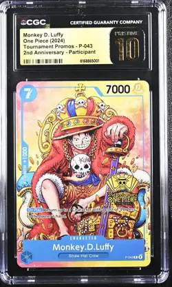 2024 ONE PIECE MONKEY D. LUFFY TOURNAMENT PROMO P-043 CGC 10 PRISTINE H PT - Image 1