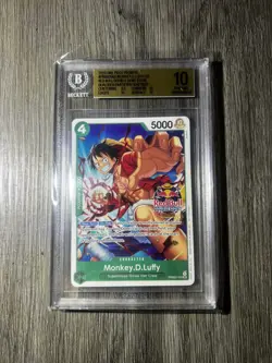 RARE MONKEY.D.LUFFY 2026 ONE PIECE DOUBLE DON RED BULL BGS 10 PRISTINE #PRB02-5 - Image 1