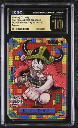 CGC Pristine 10 Monkey D. Luffy One Piece Day '24/'25 JP Holo OP07-109 P-110 - Image 2