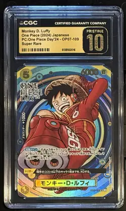 CGC Pristine 10 Monkey D. Luffy One Piece Day '24/'25 JP Holo OP07-109 P-110 - Image 4
