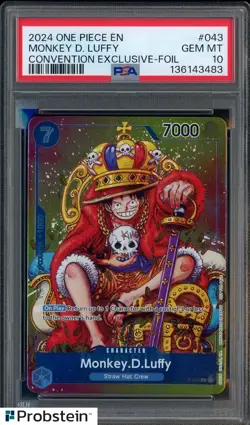 2024 One Piece EN Monkey D Luffy Convention Exclusive Foil #043 PSA 10 - Image 1