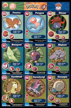 1999 Burger King PokeTrivia Pokemon Cards UNCUT SHEETS (NM) - Image 5