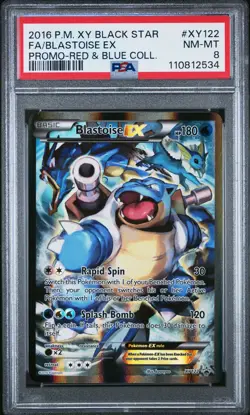 2016 POKEMON XY BLACK STAR PROMO RED & BLUE COLL FULL ART/BLASTOISE EX PSA 8 - Image 1