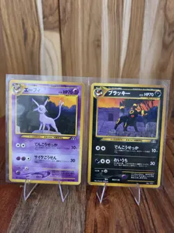 Espeon 196 & Umbreon 197 LP Japanese Neo Premium File 2 Pokemon 2 card lot - Image 1