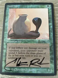 Arabian Nights Naf's Asp Dark signed Rush MTG LP Magic: The Gathering - Image 1