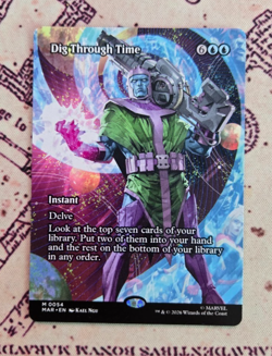 MTG Dig Through Time Borderless Marvel Super Heroes NM - Image 1