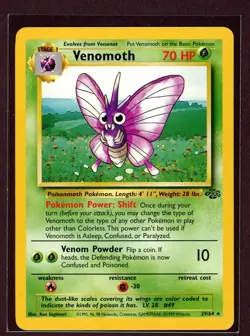 Venomoth Non-Holo Rare 1999 WOTC Pokemon Card 29/64 Jungle Set EXC/LP - Image 1