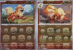 SET 2 Japanese Pokemon CARD GROWLITHE 058/165 ARCANINE 059/165 MASTER SV2a - Image 1