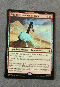 Mjolnir, Hammer of Thor - 146 - NM - Marvel Super Heroes - Foil - Mtg - Mythic - Image 2