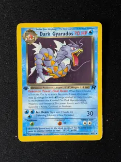 WOTC Pokemon TCG Team Rocket Dark Gyarados Holo Rare 8/82 Eng 1st Ed DMG - Image 1