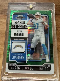 2023 Optic Season Ticket Justin Herbert Chargers #31 /35 RARE Green Laser - Image 1