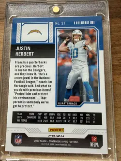2023 Optic Season Ticket Justin Herbert Chargers #31 /35 RARE Green Laser - Image 2