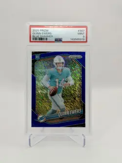 Quinn Ewers 2025 Prizm FOTL Blue Shimmer Prizm /35 PSA 9 Dolphins #307 Rookie SP - Image 1