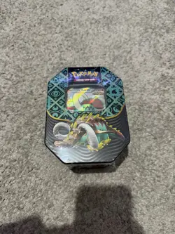 Pokemon TCG Scarlet & Violet Paldean Fates Great Tusk EX Tin New Factory Sealed - Image 1