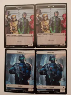 MTG Magic Marvel Super Heroes Lot 4x Tokens Soldier T0003 / Villian T0009 - Image 1