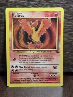 Moltres 27/62 Fossil - Unlimited Edition - Pokemon Card WOTC LP - Image 1