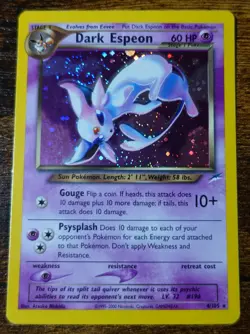 Dark Espeon 4/105 Holo Shift Error SWIRL Must See Neo Destiny Pokemon Card LP-MP - Image 1