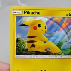 Pokemon TCG Pikachu 28/73 Holo 60HP Shining Legends 2017 Rainbow Card LP - Image 2