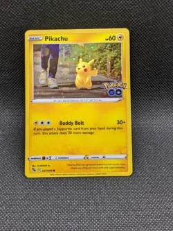 PIKACHU 027/078 Cosmos Holo Rare Tin Promo Pokemon Go Pokemon Card Near Mint - Image 1