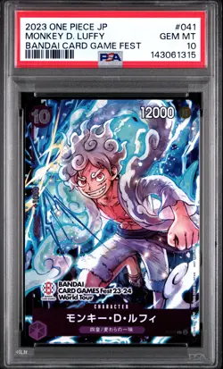 2023 ONE PIECE JAPANESE PROMOS BANDAI CARD GAME FEST #041 MONKEY D. LUFFY PSA 10 - Image 1