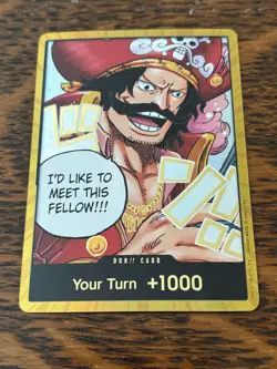ONE PIECE CCG GOLD DON!! CARD HOLO YOUR TURN +1000 I'D LIKE TO MEET THIS FELLOW - Image 1
