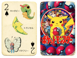 1998 Vintage Caterpie 2 of Spades Pokemon Televi-kun Poker Playing Card - Image 1