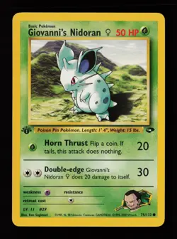 Giovanni's Nidoran F 75/132 1st Edition Common Gym Challenge Pokemon Cards - Image 1