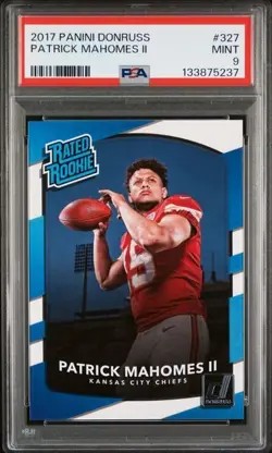 2017 Panini Donruss - Rated Rookie Patrick Mahomes II #327 (RC) PSA 9 - Image 1