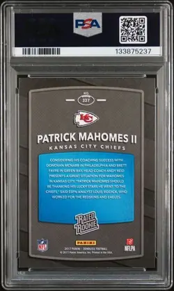 2017 Panini Donruss - Rated Rookie Patrick Mahomes II #327 (RC) PSA 9 - Image 2
