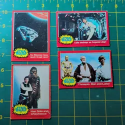 Topps 1977 Star Wars Trading Card Lot of 4 - #119-122 Luke Han Solo Chewbacca - Image 1