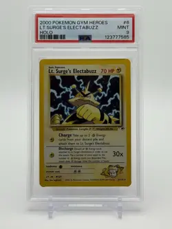Pokemon Lt. Surge's Electabuzz #006/132 Gym Heroes (2000) Holo Rare PSA 9 MINT! - Image 1