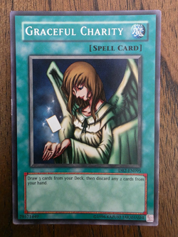 YuGiOh Graceful Charity DB-EN095 Rare MP - Image 1