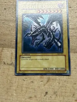 LP! Yugioh Red-Eyes Black Dragon SDJ-001 1st Edition Holo Rare Yu-Gi-Oh! - Image 2