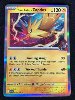Pokemon Team Rocket's Zapdos 070/182 Holo (NM) - Image 1