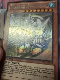 Yugioh Mobius the Mega Monarch LVAL-EN040 1st Edition Ghost Rare MP Scratches - Image 2