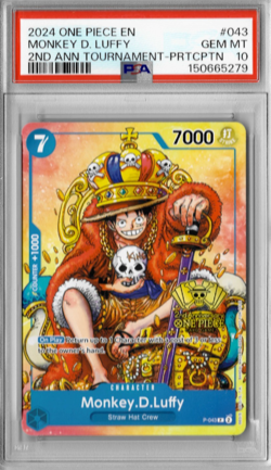 Monkey D Luffy - P-043 - PSA 10 - 2nd Anniversary - English - One Piece - 149-37 - Image 1