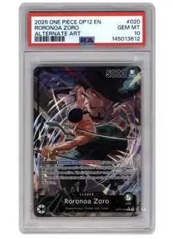 Bandai One Piece Roronoa Zoro OP12-020 Alt Art Foil PSA 10 Leader 2025 - Image 1