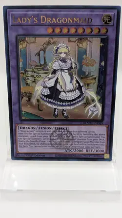 Yu-Gi-Oh Lady's Dragonmaid 1st Edition Ultra Rare BLMM-EN049 Mint Condition - Image 1
