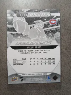 2024-25 Upper Deck Extended Series UD Canvas Young Guns Black Jakub Dobes C-361 - Image 2