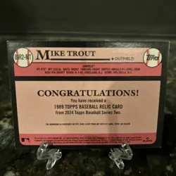 2024 Topps '89 Topps Relics Black Mike Trout GAME USED BAT 033/199 ANGELS - Image 2