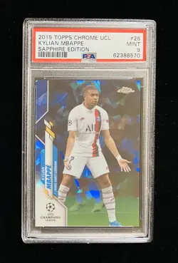 2019-20 Topps Chrome Champions League Sapphire Kylian Mbappe Card #26 PSA 9 - Image 1
