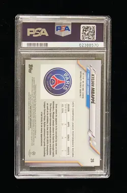 2019-20 Topps Chrome Champions League Sapphire Kylian Mbappe Card #26 PSA 9 - Image 2