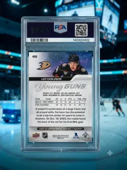 2023 UPPER DECK #468 LEO CARLSSON YOUNG GUNS ROOKIE RC PSA 9 - Image 2