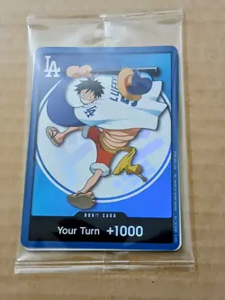 Dodgers One Piece Monkey D. Luffy Promo Card Factory Sealed + Straw Hat 2026 - Image 2