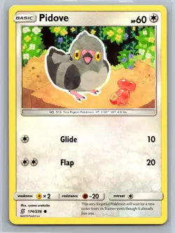 Pidove 174/236 Unified Minds Pokemon Card Colorless Type Basic Glide Flap TCG - Image 1