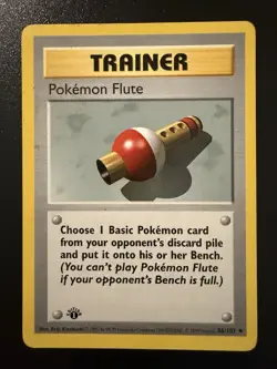 1st Edition Pokeflute 86/102 Base Set Shadowless Pokemon Flute Trainer Card LP - Image 1