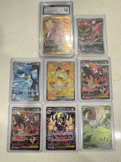 Pokemon TCG 7-Card Graded Lot, Hyper Rare Full Art Holo, Mewtwo ex 240/182 - Image 1