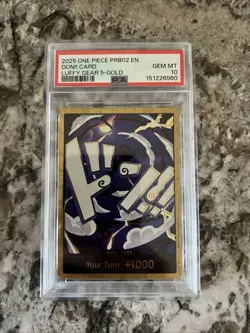 2025 ONE PIECE PRB02-PREMIUM BOOSTER MONKEY D. LUFFY GEAR 5-GOLD DON CARD PSA 10 - Image 1