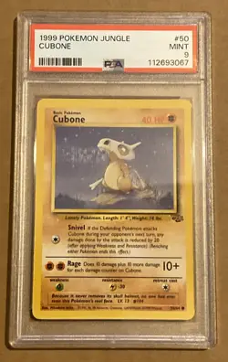 1999 Pokemon Jungle #50 CUBONE Base Set Series Common 50/64 Pokemon Card PSA 9 - Image 1